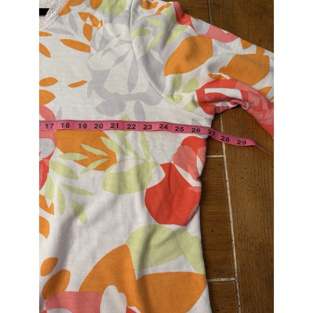 Fresh Produce Women's Coral Pink Floral Sweatshirt Size Cotton Terry Cloth 2XL - Picture 5 of 6